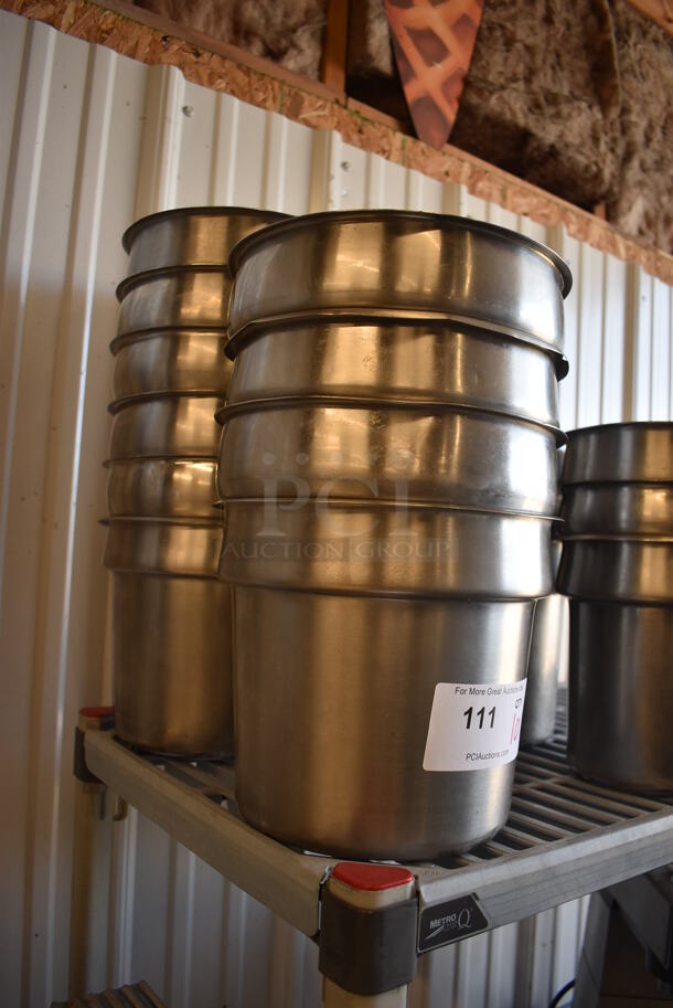 10 Stainless Steel Cylindrical Drop In Bins. 9.5x9.5x8. 10 Times Your Bid! - Image 2 of 3