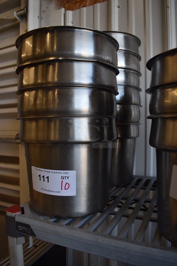 10 Stainless Steel Cylindrical Drop In Bins. 9.5x9.5x8. 10 Times Your Bid! - Image 3 of 3
