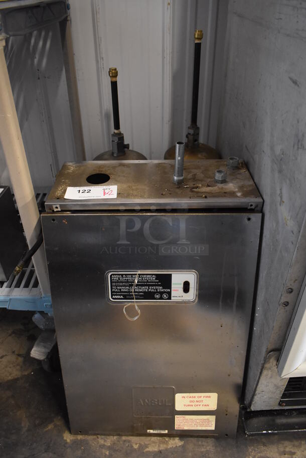 Ansul Metal Box w/ 2 Ansul Fire Suppression Tanks. 16.5x7.5x28 - Image 1 of 4