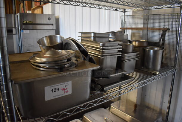 ALL ONE MONEY! Tier Lot of Various Metal Items Including Various Drop In Bins and Round Lids - Image 1 of 4