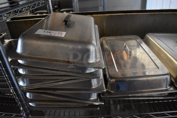 ALL ONE MONEY! Tier Lot of 14 Various Stainless Steel Lids. 13x21x4 - Image 3 of 3