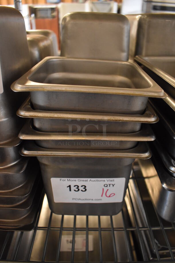 16 Stainless Steel 1/6 Size Drop In Bins. 1/6x6. 16 Times Your Bid! - Image 1 of 3