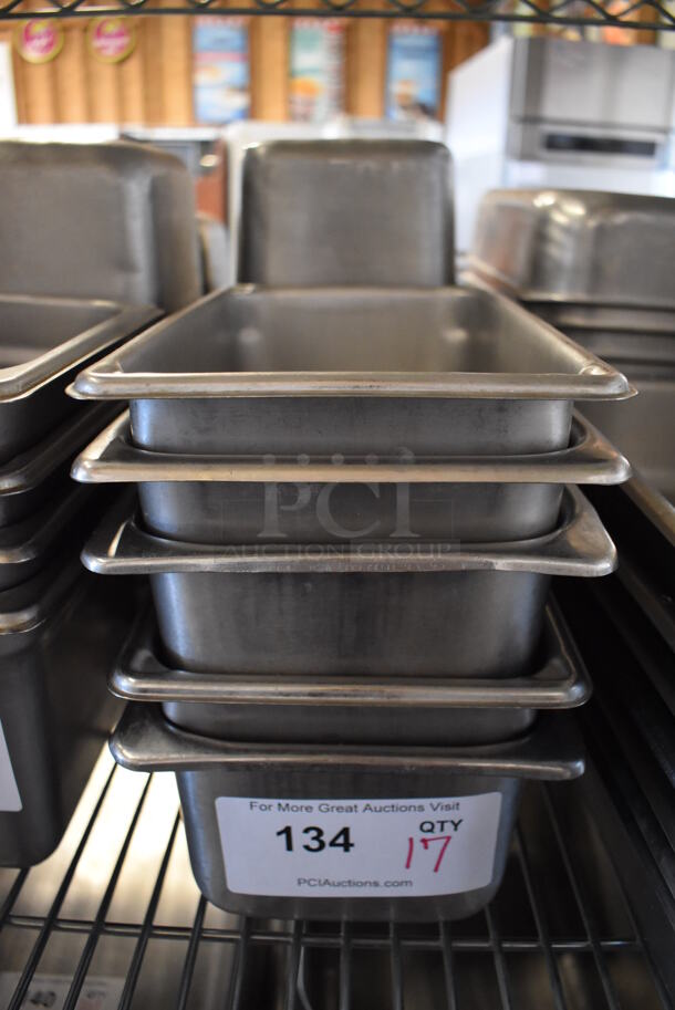 17 Stainless Steel 1/4 Size Drop In Bins. 1/4x4. 17 Times Your Bid! - Image 1 of 3