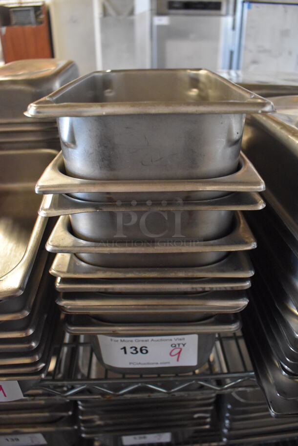 9 Stainless Steel 1/3 Size Drop In Bins. 1/3x4. 9 Times Your Bid!