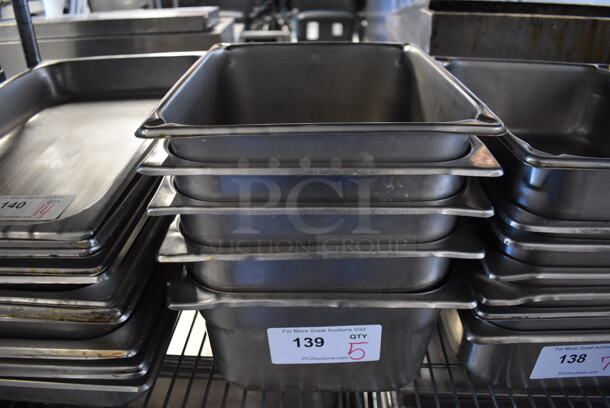 5 Stainless Steel 1/2 Size Drop In Bins. 1/2x6. 5 Times Your Bid! - Image 1 of 3