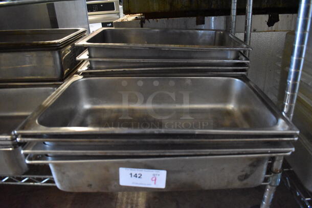 9 Stainless Steel Full Size Drop In Chafing Bins. 1/1x4. 9 Times Your Bid!