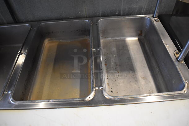 Duke Stainless Steel Commercial 4 Well Steam Table w/ 2 Over Shelves, Warming Strip, Cutting Board and Under Shelf. 58x31x74. Cannot Test Due To Missing Power Cord - Image 5 of 9