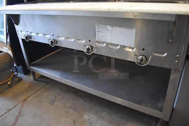 Duke Stainless Steel Commercial 4 Well Steam Table w/ 2 Over Shelves, Warming Strip, Cutting Board and Under Shelf. 58x31x74. Cannot Test Due To Missing Power Cord - Image 7 of 9