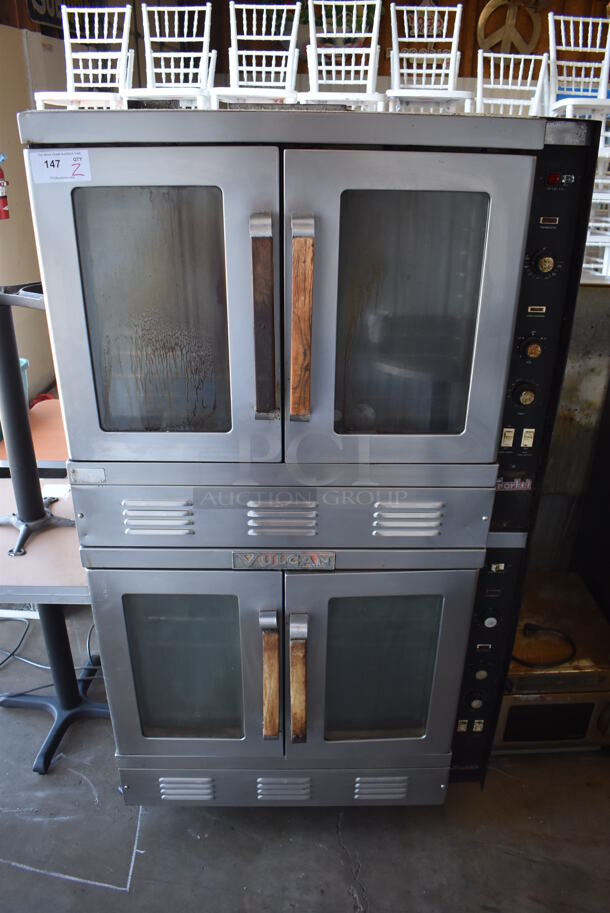 2 Vulcan Snorkel Stainless Steel Commercial Natural Gas Powered Full Size Convection Oven w/ View Through Doors, Metal Oven Racks and Thermostatic Controls on Commercial Casters. 40x38x75. 2 Times Your Bid! - Image 1 of 9