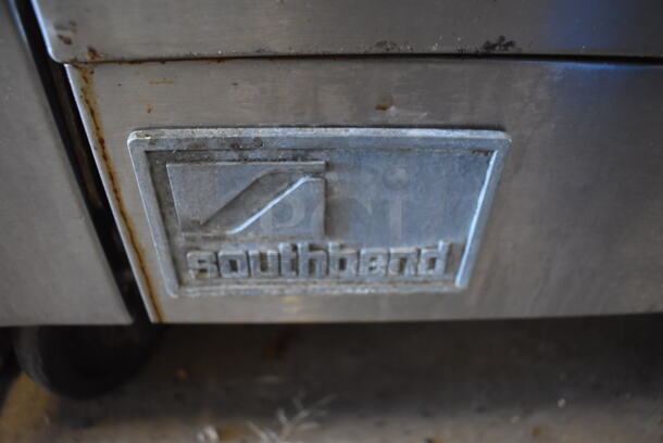 Southbend Stainless Steel Commercial Natural Gas Powered 6 Burner Range w/ Oven and Back Splash on Commercial Casters. 36x34x60 - Image 6 of 6