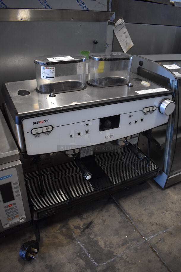 Schaerer Barista Stainless Steel Commercial Countertop 2 Group Espresso Machine w/ 2 Portafilters, 2 Steam Wands and 2 Hoppers. 208 Volts, 1 Phase. 29x23x30 - Image 2 of 6