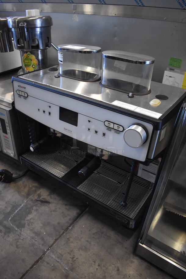 Schaerer Barista Stainless Steel Commercial Countertop 2 Group Espresso Machine w/ 2 Portafilters, 2 Steam Wands and 2 Hoppers. 208 Volts, 1 Phase. 29x23x30 - Image 3 of 6