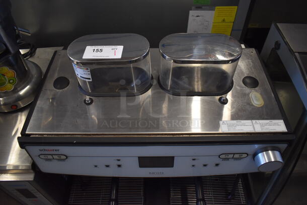 Schaerer Barista Stainless Steel Commercial Countertop 2 Group Espresso Machine w/ 2 Portafilters, 2 Steam Wands and 2 Hoppers. 208 Volts, 1 Phase. 29x23x30 - Image 4 of 6