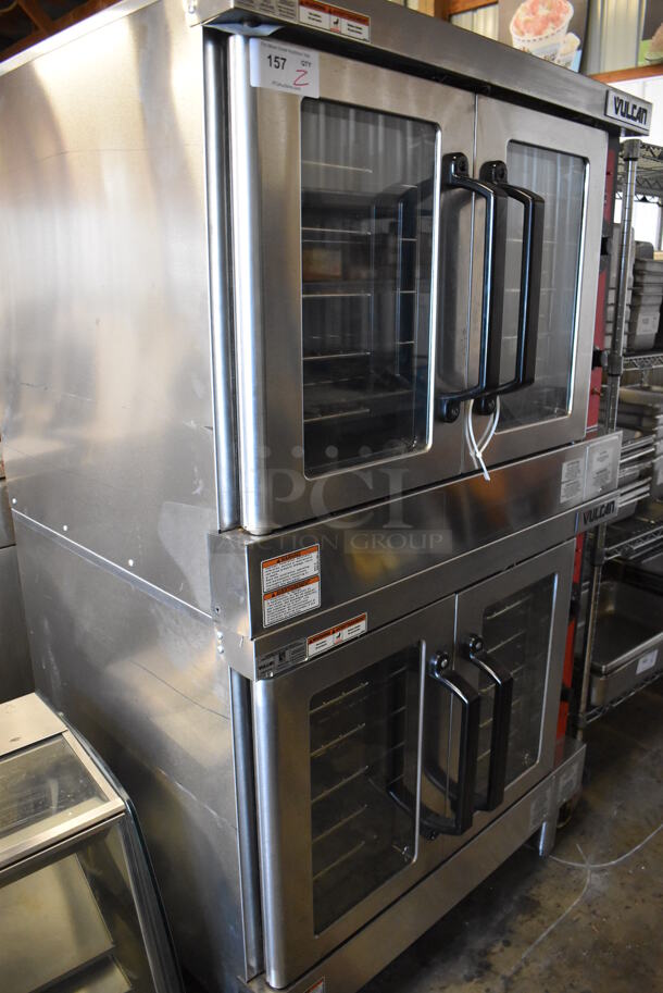 2 LATE MODEL! Vulcan VC4ED Stainless Steel Commercial Electric Powered Full Size Convection Ovens w/ View Through Doors, Metal Oven Racks and Thermostatic Controls. 480 Volts, 3/1 Phase. 40x32x70. 2 Times Your Bid! - Image 6 of 10