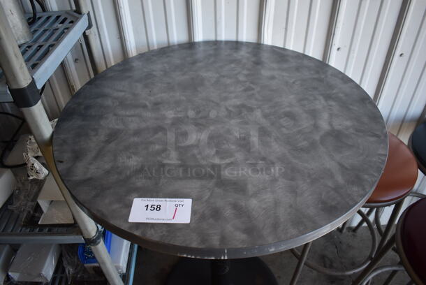 Gray Round Bar Height Table on Black Metal Table Base. 30x30x42 - Image 2 of 3