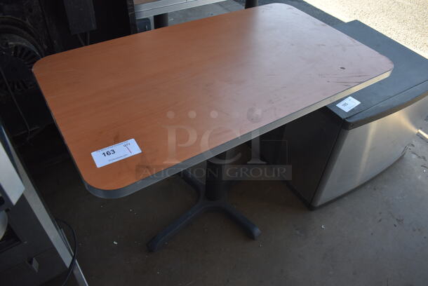 Wood Pattern Dining Height Table on Black Metal Table Base. 42x24x29.5 - Image 1 of 3