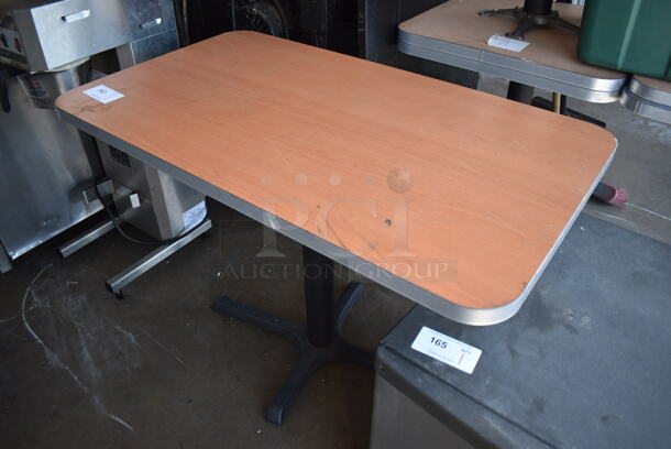 Wood Pattern Dining Height Table on Black Metal Table Base. 42x24x29.5 - Image 2 of 3