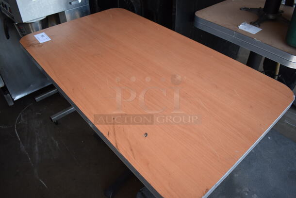 Wood Pattern Dining Height Table on Black Metal Table Base. 42x24x29.5 - Image 3 of 3
