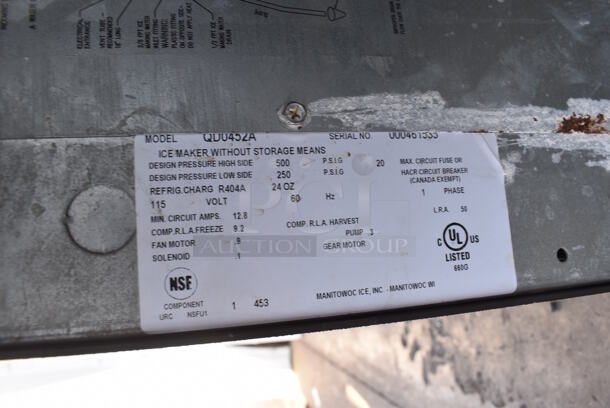 Manitowoc QD0452A Stainless Steel Commercial Ice Machine Head. 115 Volts, 1 Phase. 30x25x22 - Image 4 of 5