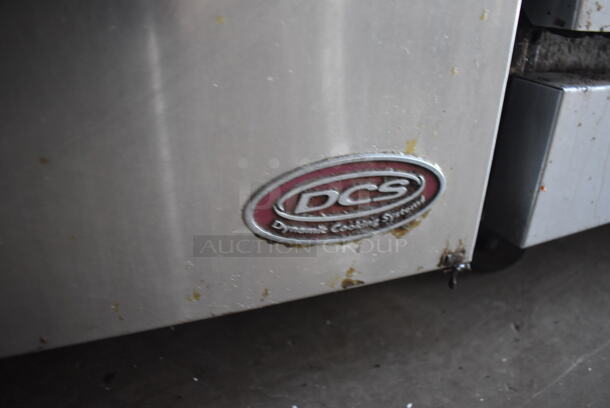 Dynamic Cooking Systems DCS Stainless Steel Commercial Floor Style Natural Gas Powered Deep Fat Fryer w/ 2 Metal Fry Baskets and Right Side Splash Guard on Commercial Casters. 15.5x33x52 - Image 6 of 6