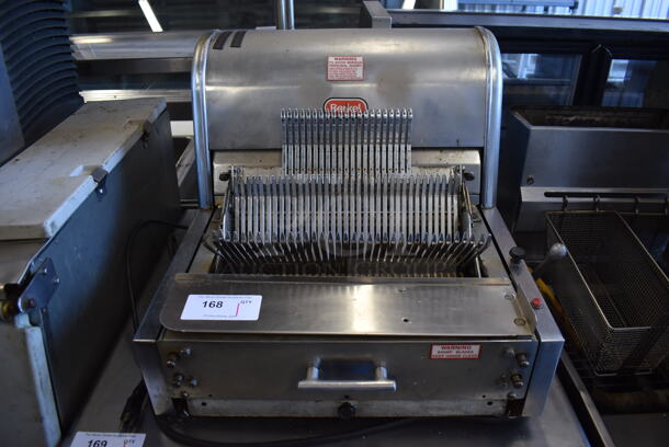 Berkel Stainless Steel Commercial Countertop Electric Powered Bread Loaf Slicer. 115 Volts, 1 Phase. 22x25x19. Cannot Test Due To Missing Plug Head