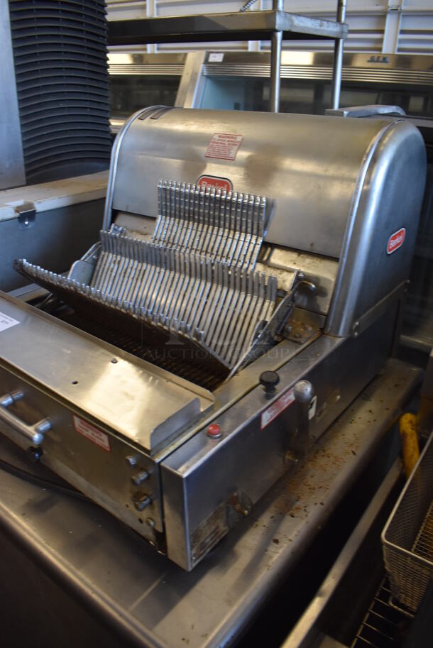 Berkel Stainless Steel Commercial Countertop Electric Powered Bread Loaf Slicer. 115 Volts, 1 Phase. 22x25x19. Cannot Test Due To Missing Plug Head - Image 4 of 6