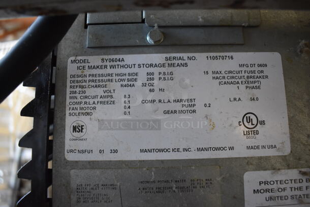 Manitowoc SY0604A Stainless Steel Commercial Ice Machine Head on Commercial Bin. 208-230 Volts, 1 Phase. 52x32x68 - Image 4 of 5