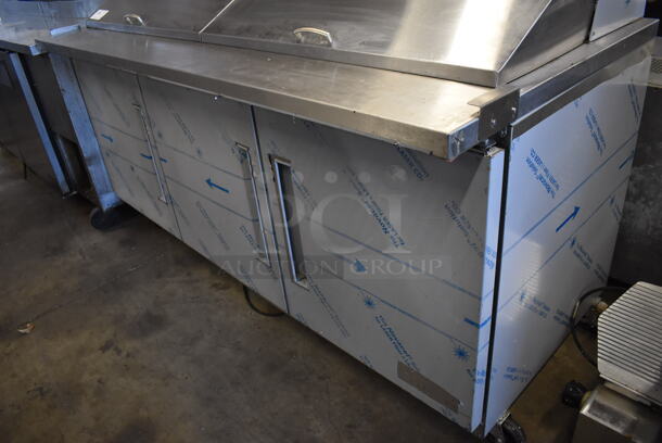 Berg EDMT 72 30 BERG HC Stainless Steel Commercial Sandwich Salad Prep Table Bain Marie Mega Top w/ Poly Drop In Bins on Commercial Casters. 115 Volts, 1 Phase. 72x34x48. Tested and Working! - Image 4 of 10