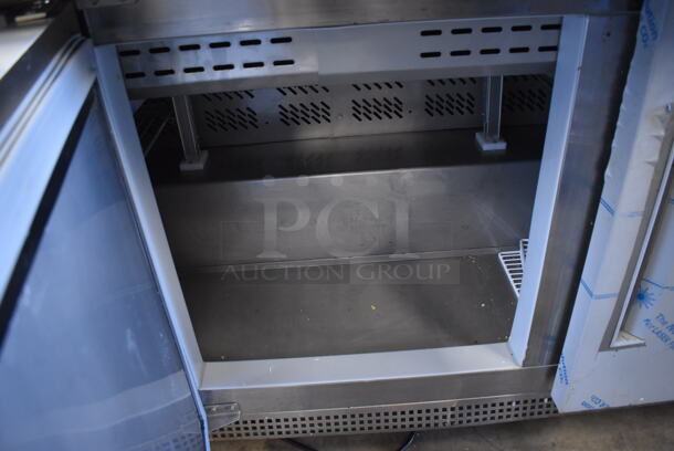 Berg EDMT 72 30 BERG HC Stainless Steel Commercial Sandwich Salad Prep Table Bain Marie Mega Top w/ Poly Drop In Bins on Commercial Casters. 115 Volts, 1 Phase. 72x34x48. Tested and Working! - Image 10 of 10
