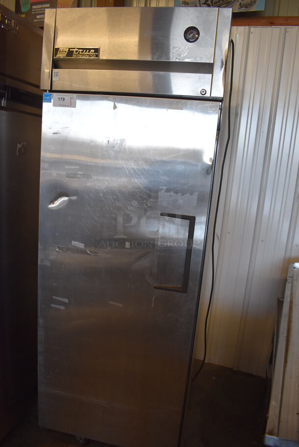 2015 True TG1R-1S ENERGY STAR Stainless Steel Commercial Single Door Reach In Cooler w/ Poly Coated Racks on Commercial Casters. 115 Volts, 1 Phase. 29x35x83. Tested and Working! - Image 3 of 6