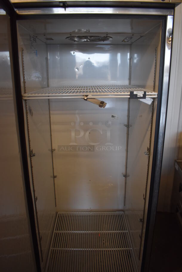 2015 True TG1R-1S ENERGY STAR Stainless Steel Commercial Single Door Reach In Cooler w/ Poly Coated Racks on Commercial Casters. 115 Volts, 1 Phase. 29x35x83. Tested and Working! - Image 5 of 6