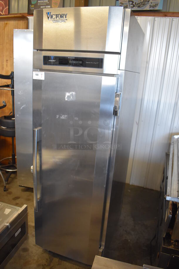 BRAND NEW! Victory RS-1D-R1-448186APS3C Stainless Steel Commercial Single Door Reach In Cooler on Commercial Casters. 115 Volts, 1 Phase. 26x34x82. Cannot Test - Unit Is Set Up For Hardwire - Image 2 of 7