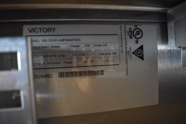 BRAND NEW! Victory RS-1D-R1-448186APS3C Stainless Steel Commercial Single Door Reach In Cooler on Commercial Casters. 115 Volts, 1 Phase. 26x34x82. Cannot Test - Unit Is Set Up For Hardwire - Image 7 of 7