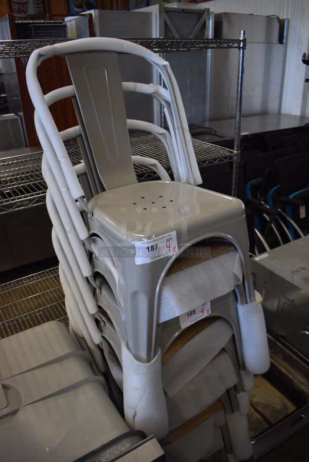 4 BRAND NEW! Gray Metal Tolix Style Chairs. Stock Picture - Cosmetic Condition May Vary. 18x20x32. 4 Times Your Bid! - Image 2 of 4
