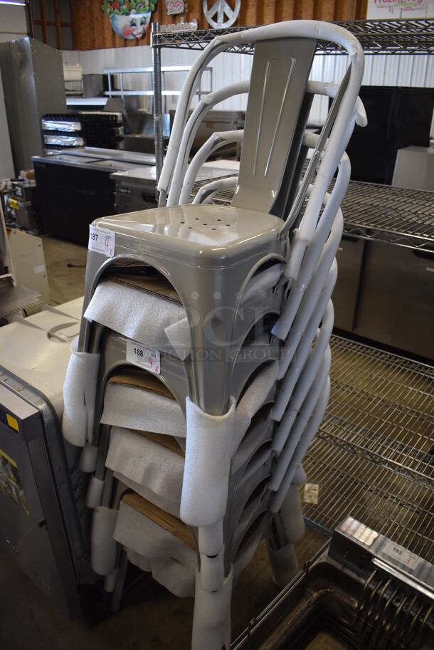 4 BRAND NEW! Gray Metal Tolix Style Chairs. Stock Picture - Cosmetic Condition May Vary. 18x20x32. 4 Times Your Bid! - Image 4 of 4