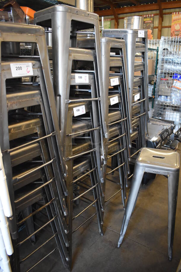 4 Gray Metal Tolix Stools. Stock Picture - Cosmetic Condition May Vary. 17x17x30. 4 Times Your Bid! - Image 5 of 5