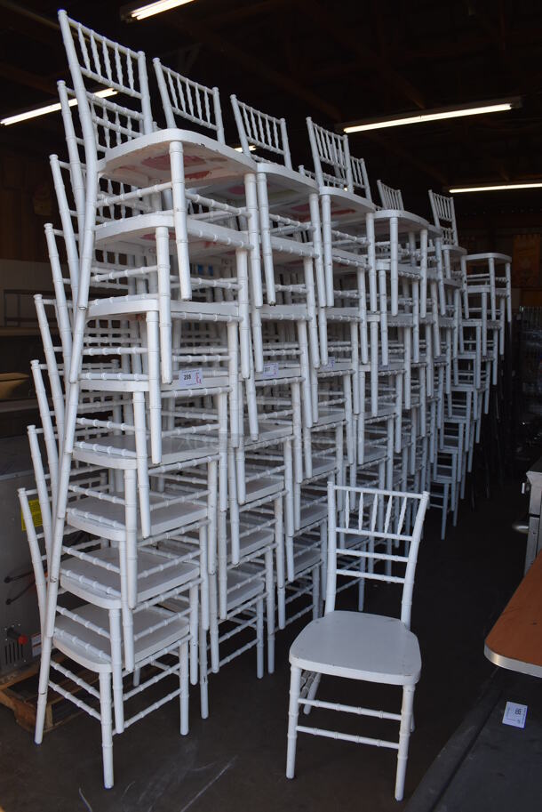 8 White Finish Chivari Dining Chairs. Stock Picture - Cosmetic Condition May Vary. 16.5x18.5x37. 8 Times Your Bid! - Image 5 of 5