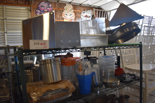 ALL ONE MONEY! Lot of 5 Tiers Worth of Various Items Including Poly Drop In Bins, Metal Baking Pans and Trays. Does Not Include Shelving Unit. - Image 2 of 7