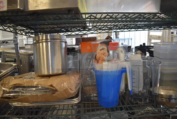 ALL ONE MONEY! Lot of 5 Tiers Worth of Various Items Including Poly Drop In Bins, Metal Baking Pans and Trays. Does Not Include Shelving Unit. - Image 3 of 7