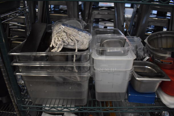 ALL ONE MONEY! Lot of 5 Tiers Worth of Various Items Including Poly Drop In Bins, Metal Baking Pans and Trays. Does Not Include Shelving Unit. - Image 4 of 7