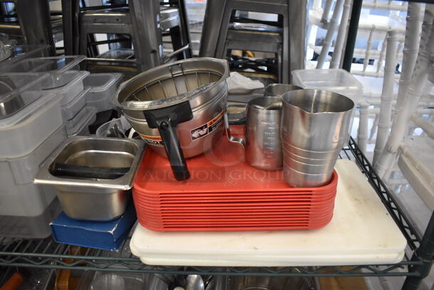 ALL ONE MONEY! Lot of 5 Tiers Worth of Various Items Including Poly Drop In Bins, Metal Baking Pans and Trays. Does Not Include Shelving Unit. - Image 5 of 7