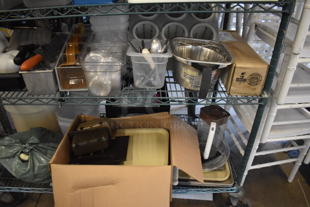 ALL ONE MONEY! Lot of 5 Tiers Worth of Various Items Including Poly Drop In Bins, Metal Baking Pans and Trays. Does Not Include Shelving Unit. - Image 6 of 7
