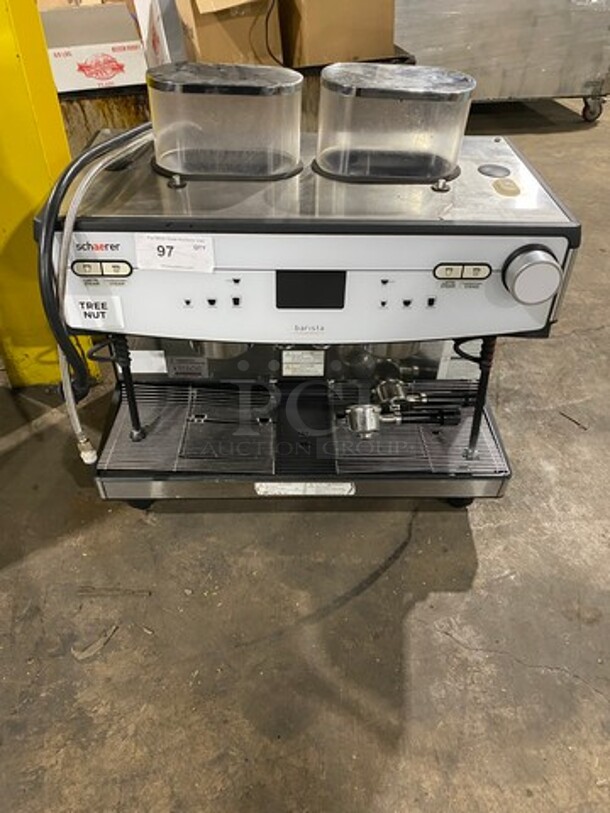 WOW! LATE MODEL! Dunkin Donuts Edition! Schaerer Commercial Countertop 2 Group Espresso Machine! With Steam Lines! Stainless Steel! On Small Legs!