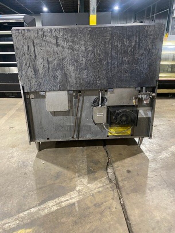 BEAUTIFUL! Garland Commercial Natural Gas Powered 6 Burner Stove With Right Side Flat Griddle! Griddle Has Side Splashes! With Raised Back Splash And Salamander Shelf! With 2 Oven Underneath! ONE OVEN WITH CONVECTION! Metal Oven Racks! All Stainless Steel! On Legs! - Image 3 of 12