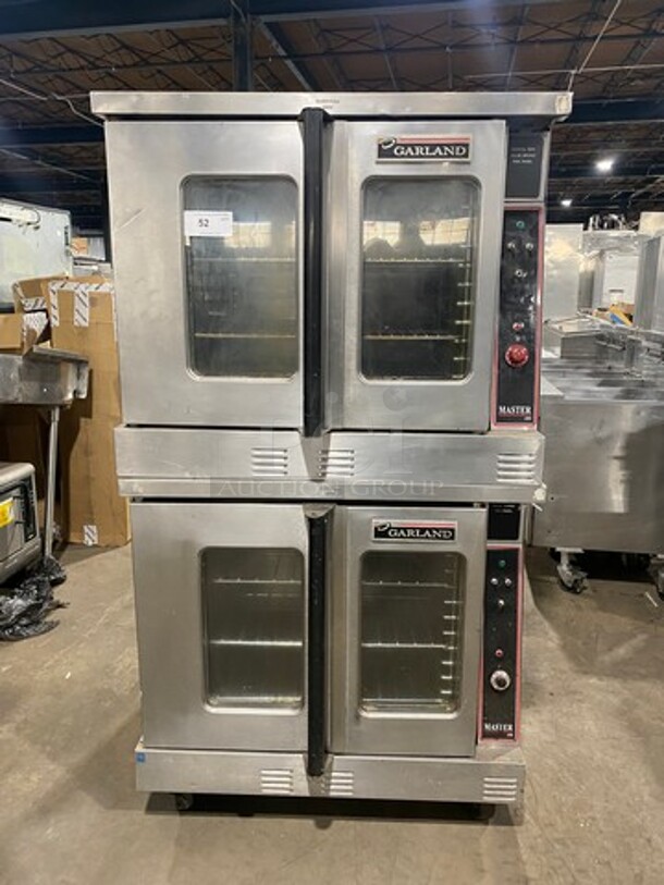 Garland Commercial Gas Powered Double Deck Convection Oven! With View Through Doors! Metal Oven Racks! All Stainless Steel! On Casters! 2x Your Bid Makes One Unit!