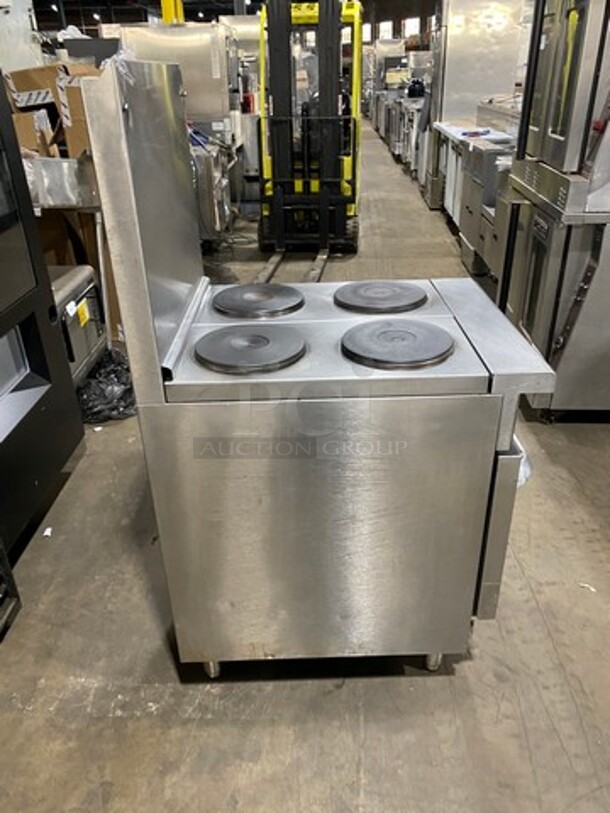 WOW! Imperial Commercial Electric Powered 4 Burner Range! With Raised Backsplash! With Oven Underneath! All Stainless Steel! On Legs! - Image 3 of 9
