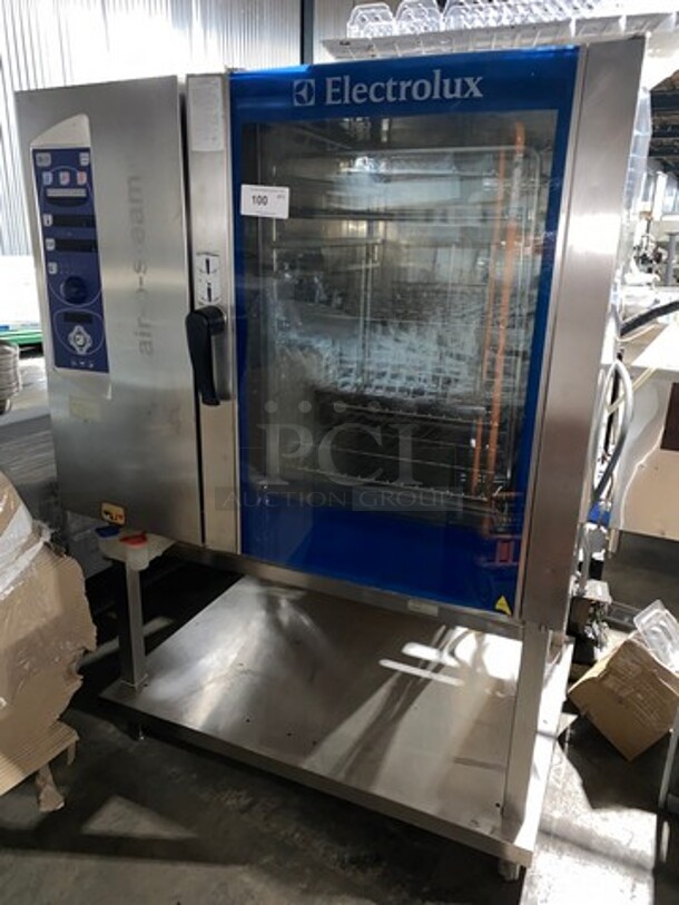 WOW! Electrolux Air-O-Steam Natural Gas Touch Line Combi Convection Oven! With View Through Door! Metal Oven Racks! With Open Underneath Storage Space! All Stainless Steel! On Legs! Model: AOS102GAAU SN: 72710001