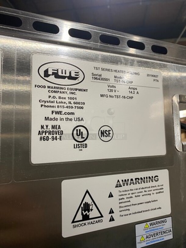 SWEET! FWE Electric Powered Food Warming Cabinet! With Solid Split Door! All Stainless Steel! On Casters! Model: TST16CHP SN: 196430501 120V - Image 5 of 8