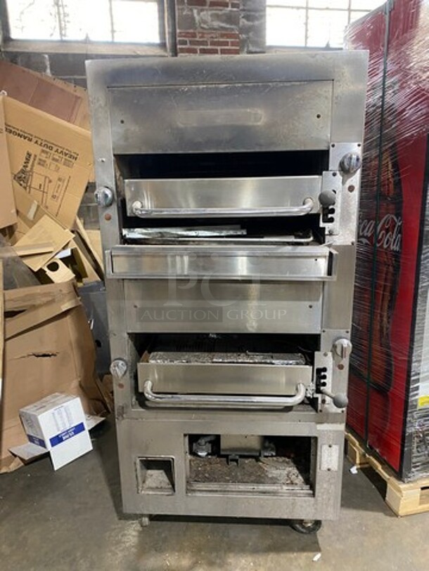 Southbend Commercial Natural Gas Powered Upright Double Oven Char Broiler Grill! All Stainless Steel! On Casters! 