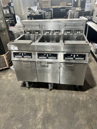 Frymaster Commercial Electric Powered 3 Bay Deep Fat Fryers! All Stainless Steel! On Casters! Model: FPH317TCSD SN: 0201NV0006 208V 60HZ 3 Phase